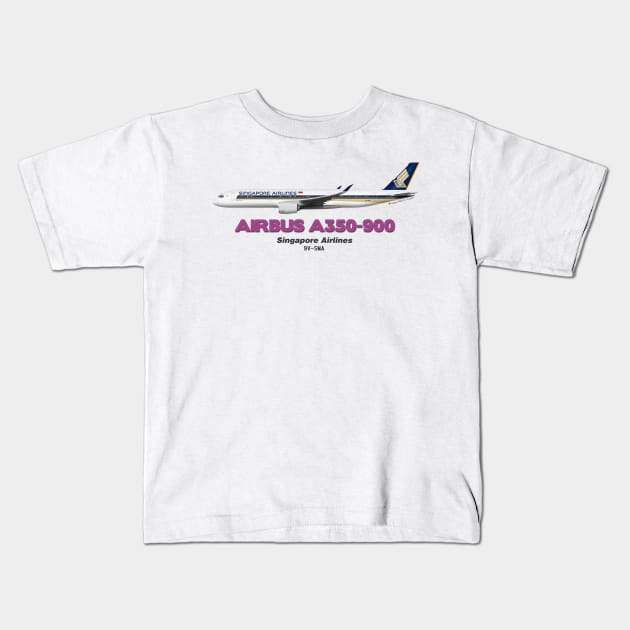 Airbus A350-900 - Singapore Airlines Kids T-Shirt by TheArtofFlying